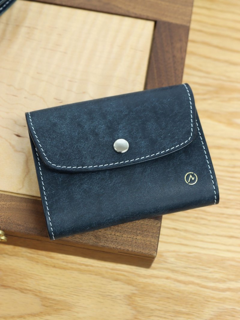 意大利皮革日式银包 卡套散银包 短夹 钱包 - 皮夹/钱包 - 真皮 蓝色