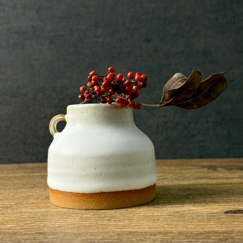 【 小丸花器 】  糖霜釉 胖嘟嘟 宽口   花瓶   花器  花盆 - 花瓶/陶器 - 陶 白色