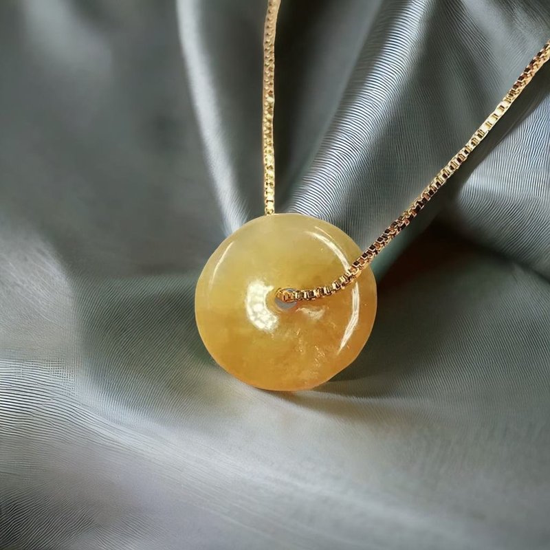 【愿·平安】冰黄翡翡翠平安扣吊饰 | 天然缅甸玉翡翠A货 |送礼 - 吊饰 - 玉石 橘色