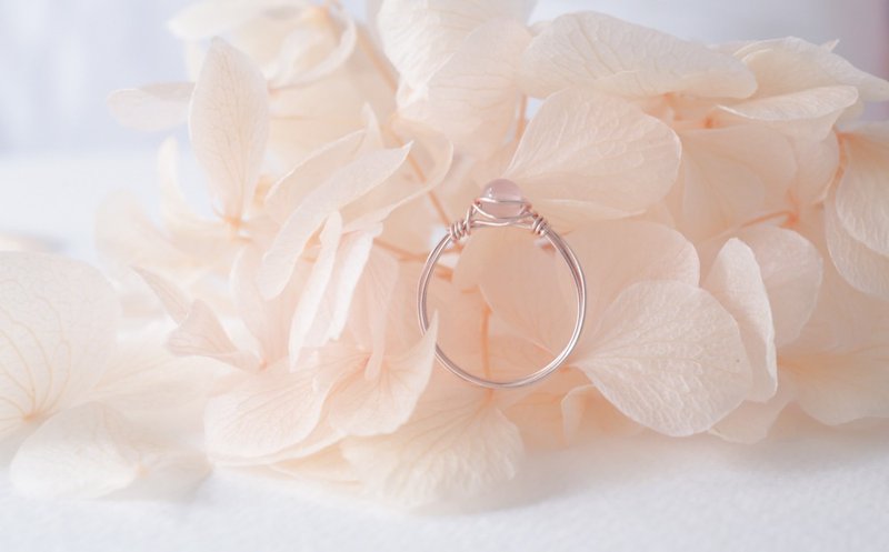 限时买一送一-10月诞生石 - 3.5mm粉晶玫瑰金铜线戒指 - 戒指 - 宝石 粉红色