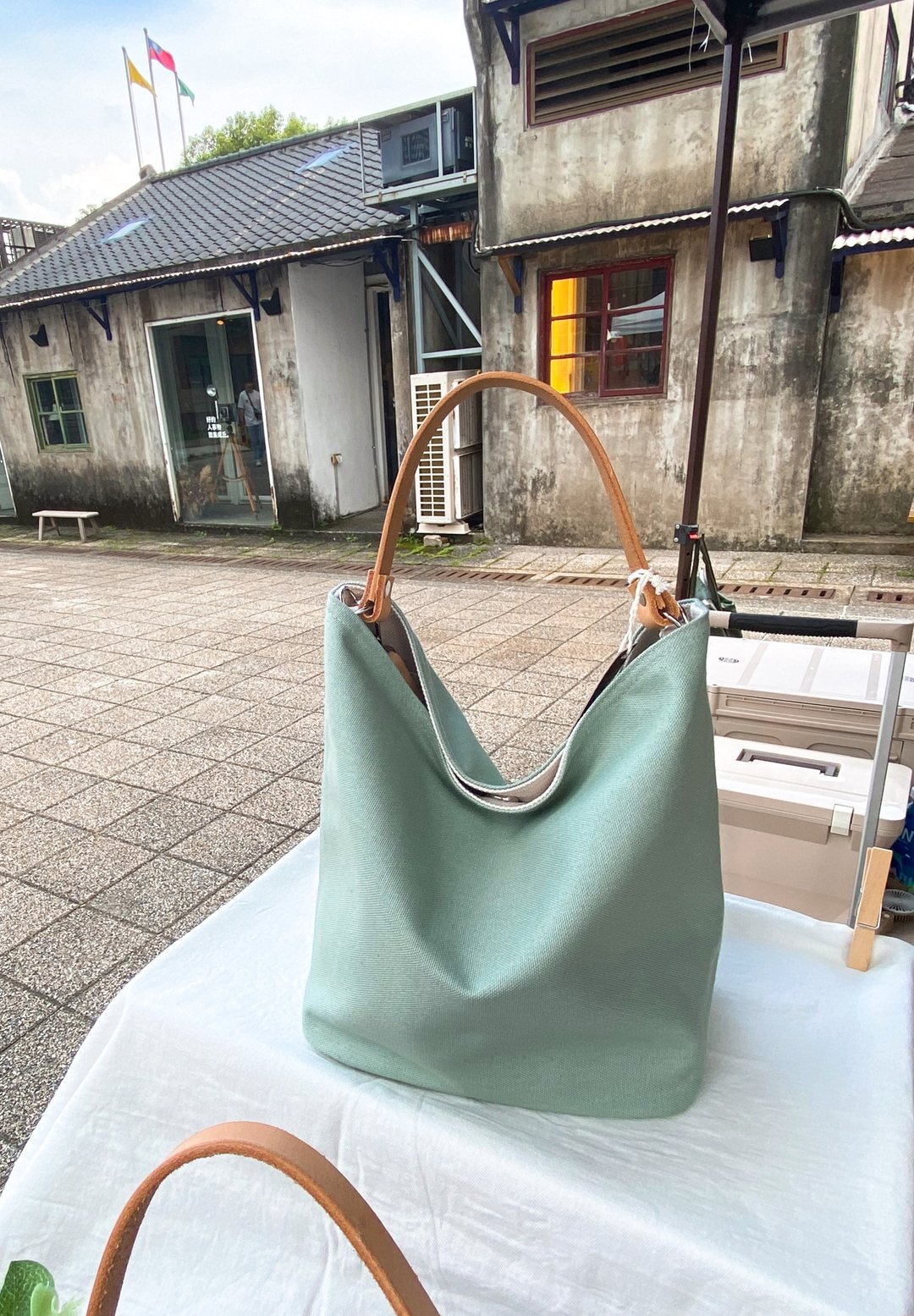 质感帆布 MINI水桶包 Mini bucket bag #32薄荷绿 - 束口袋双肩包 - 棉 绿色