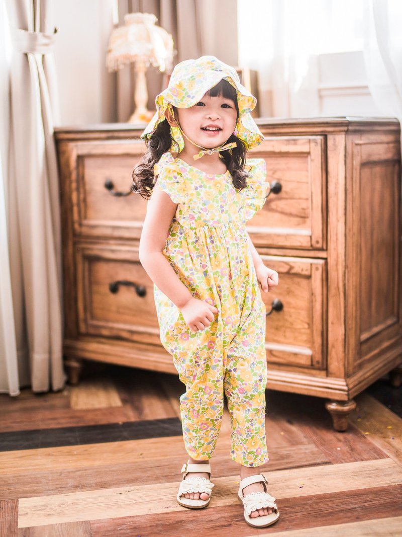 英国LIBERTY FABRICS女童Zoé法式连身裤 - 包屁衣/连体衣 - 棉．麻 黄色