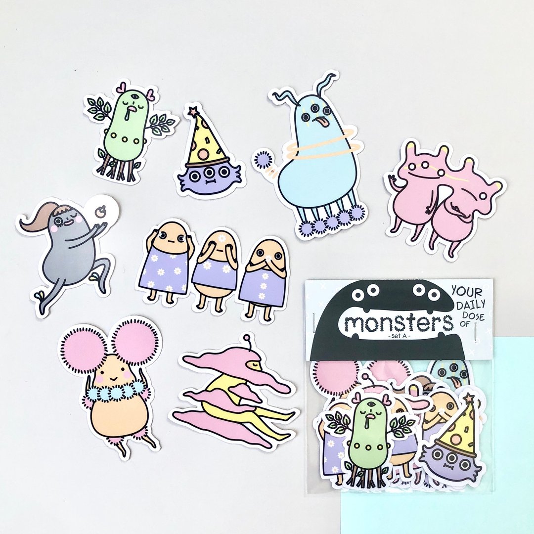 贴纸包 Your Daily Dose of Monsters Set A - 贴纸 - 纸 多色