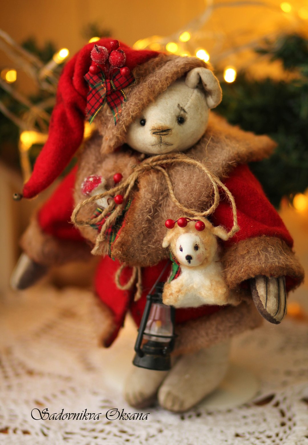 gift for Christmas, New Year Teddy Bear OOAK Handmade toy gift plushinnes toy - 玩偶/公仔 - 其他材质 多色