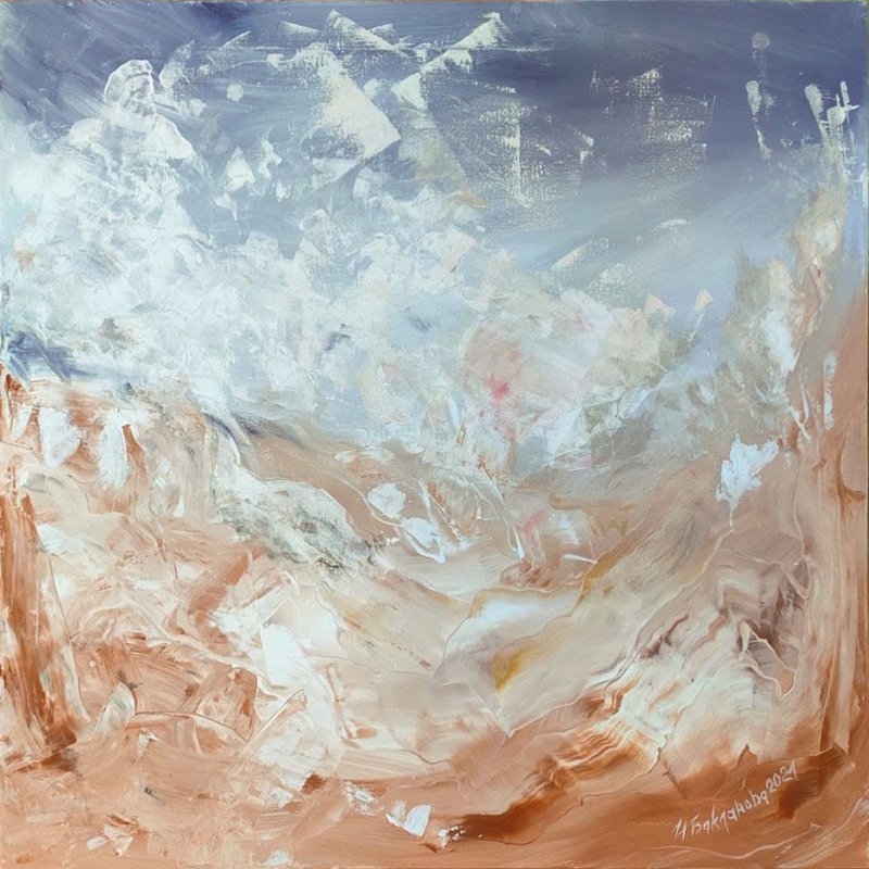 加州原创抽象绘画大型当代柔和色彩墙壁艺术 - 墙贴/壁贴 - 其他材质 蓝色