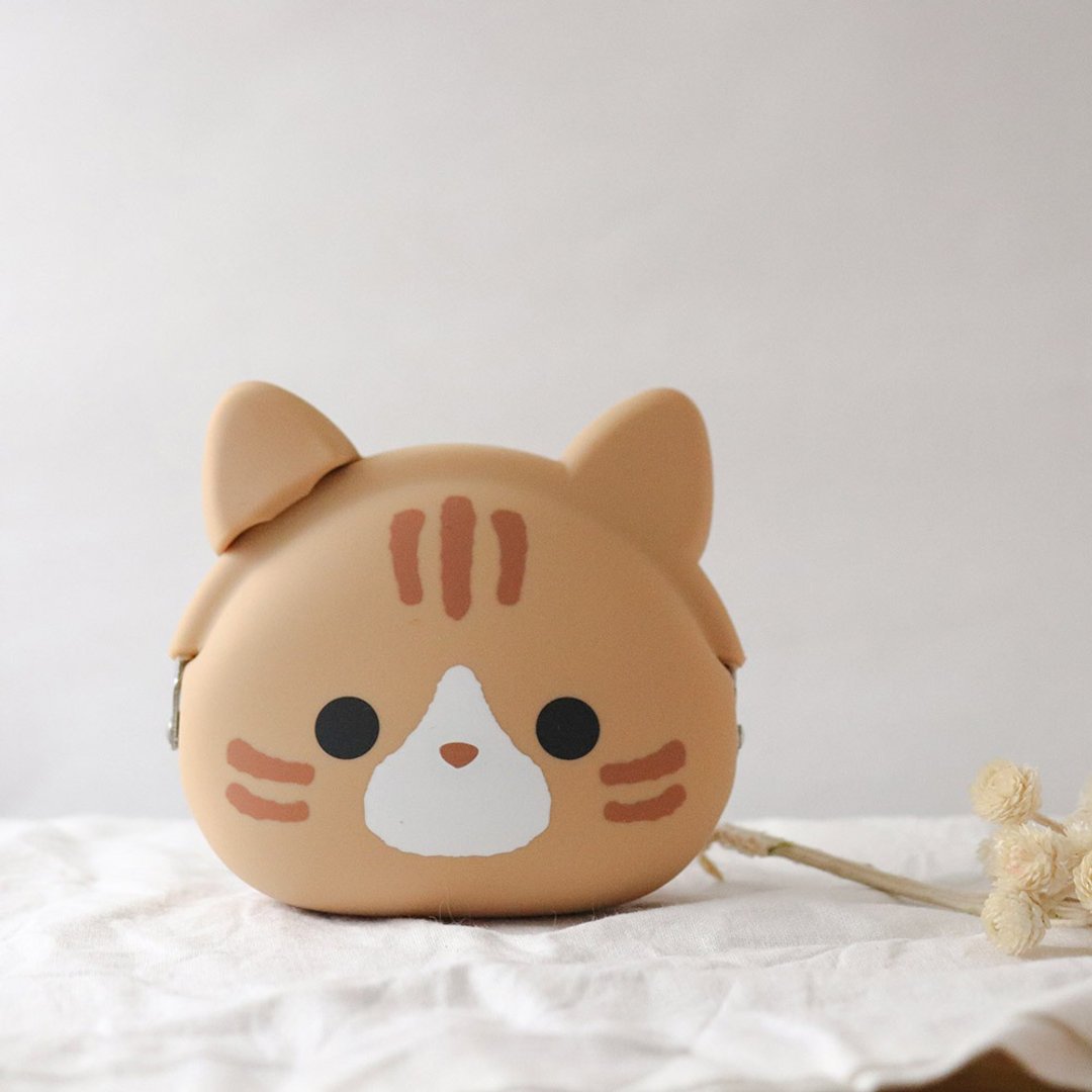 【猫控推荐】mimi POCHI Friends 动物造型硅胶口金包 虎斑猫 - 零钱包 - 硅胶 卡其色