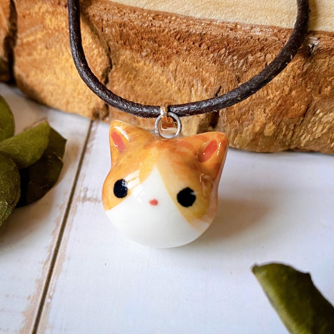 【扩香项链】香水精油项链 |小橘猫||扩香香氛礼盒 - 香薰/精油/线香 - 瓷 橘色