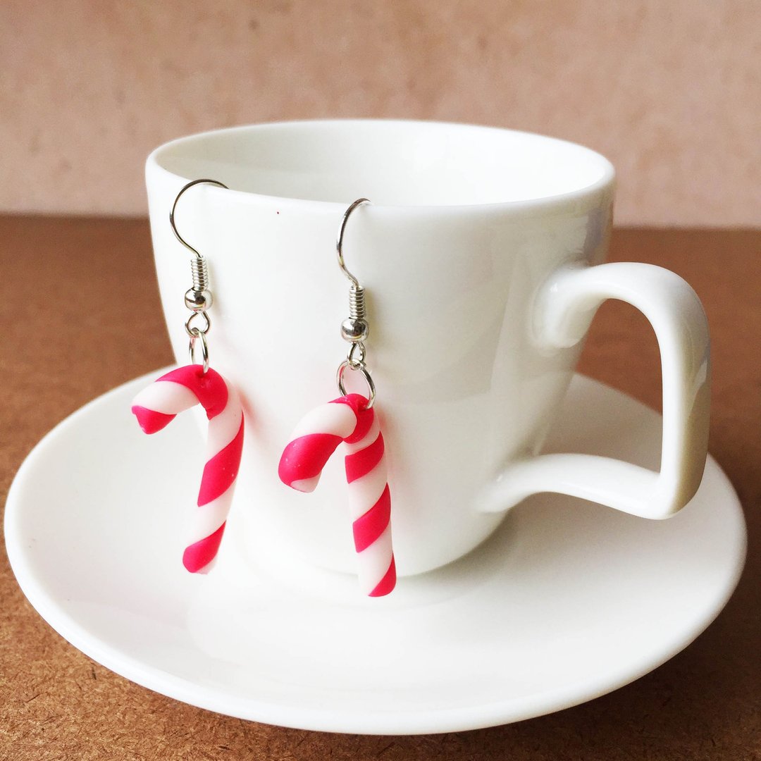 Merry christmas 3 earring - 耳环/耳夹 - 粘土 红色