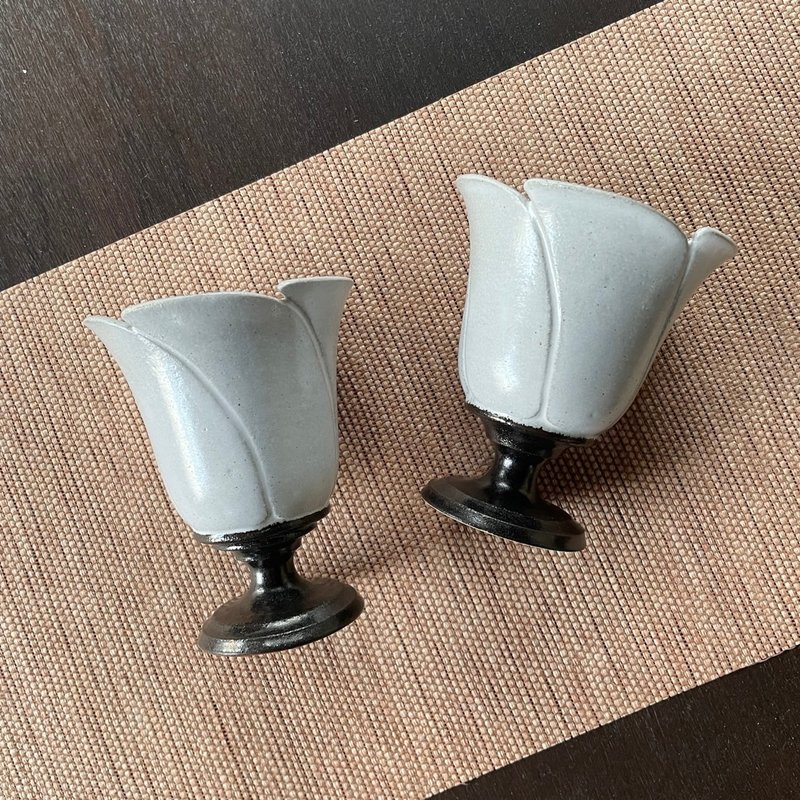 雾白系列－螺旋花型陶瓷高脚杯 - 其他杯子 - 陶 