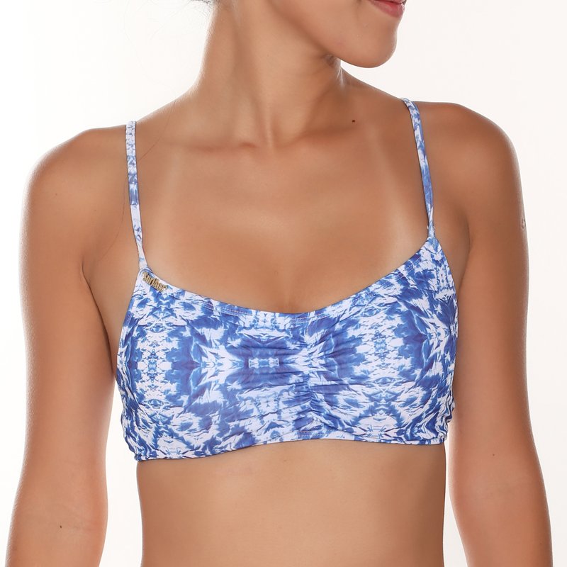 蓝扎染冲浪比基尼上衣 - 女装上衣 - 聚酯纤维 蓝色