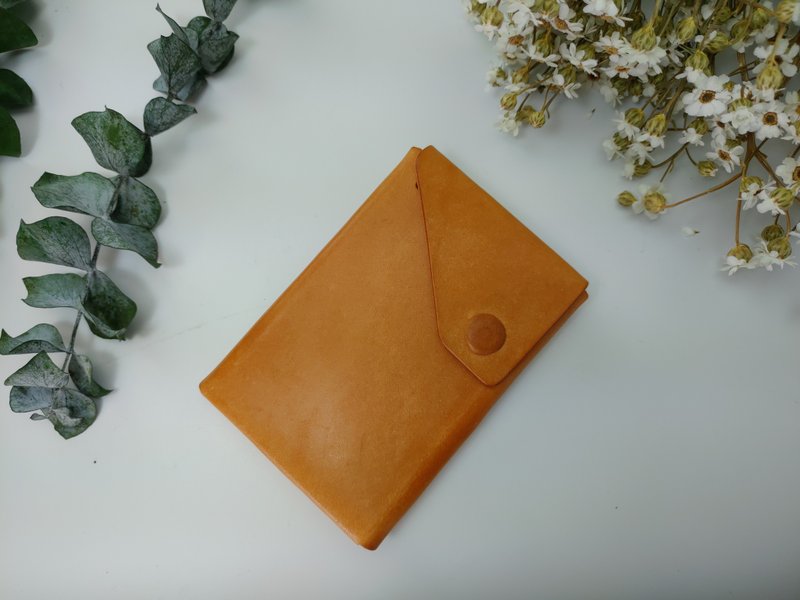 真皮手工The Minus几何折叠零钱包 茶棕 - 零钱包 - 真皮 金色