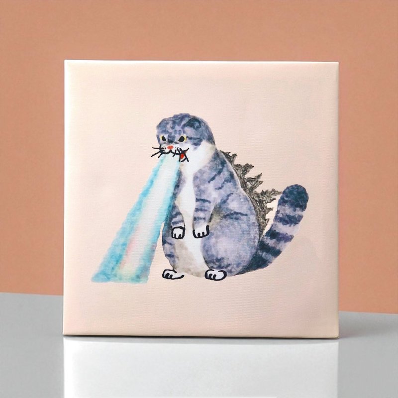 猫吉拉  |  木制框画 - 海报/装饰画/版画 - 木头 蓝色