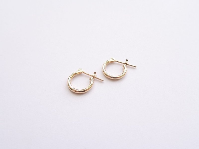 日本18K黄金日常极简小耳圈 - 耳环/耳夹 - 其他金属 金色