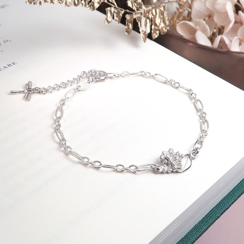 桂花 天蝎座 星座花 925纯银手链 生日礼物 女生手链 - 手链/手环 - 纯银 银色