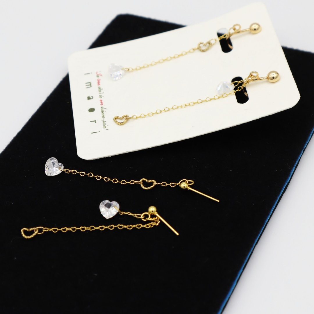 heart earrings - 耳环/耳夹 - 其他材质 卡其色