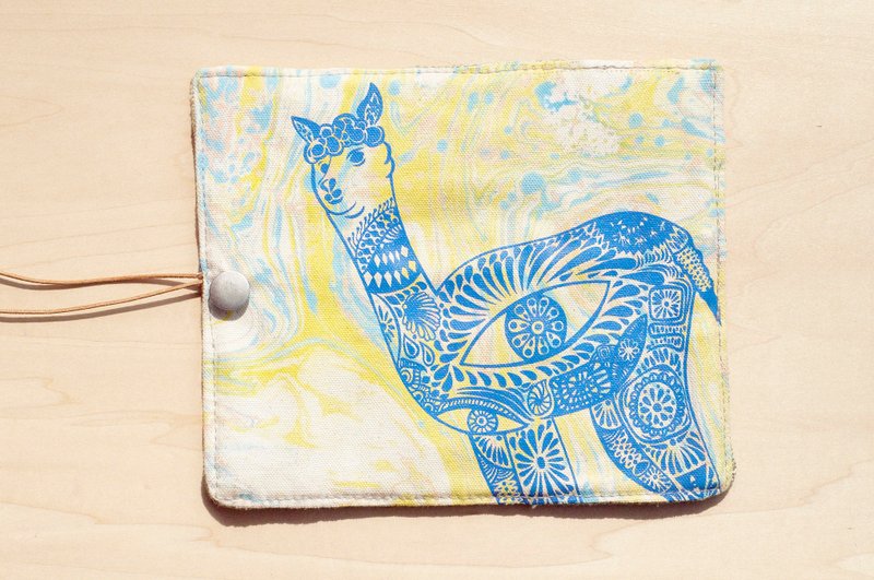 圣诞交换礼物 手绘渲染笔袋 餐具袋 手感卷轴 春卷笔袋-羊驼 水彩 - 铅笔盒/笔袋 - 棉．麻 多色