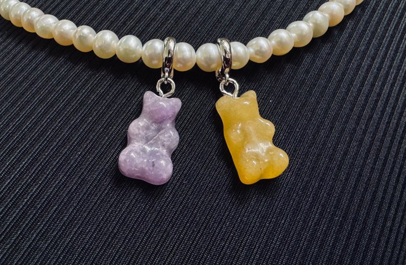 Sweet Bear - 玉髓小熊坠子 项链 - 项链 - 半宝石 多色