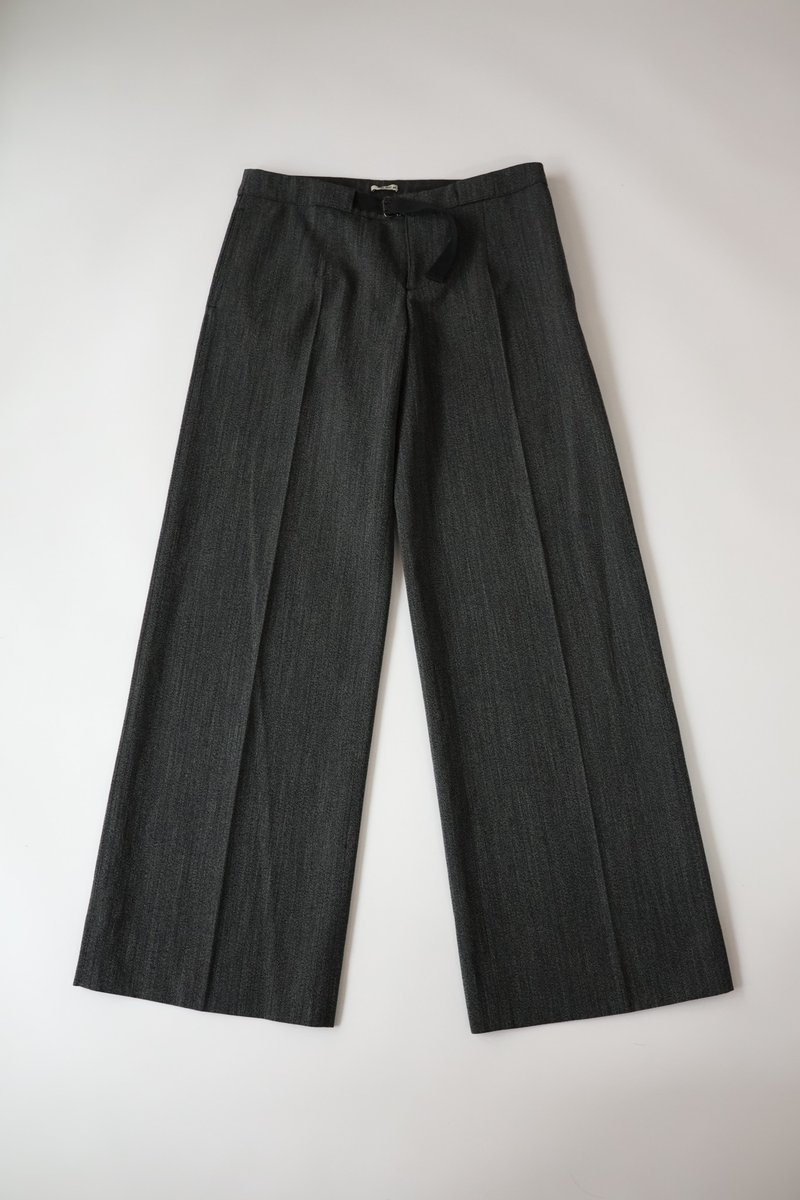 古着 | MiuMiu 黑羊毛皮带宽裤 - 中性裤装 - 羊毛 黑色