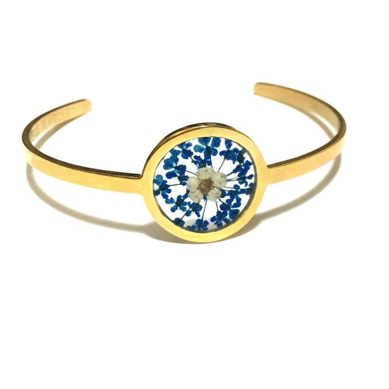 金色不锈钢透明押花手镯 - 手链/手环 - 其他金属 金色