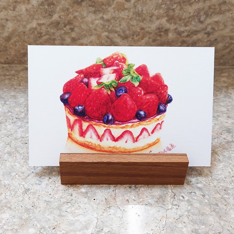 草莓蛋糕－美食明信片/食物明信片/美食卡片/食物卡片 - 卡片/明信片 - 纸 红色