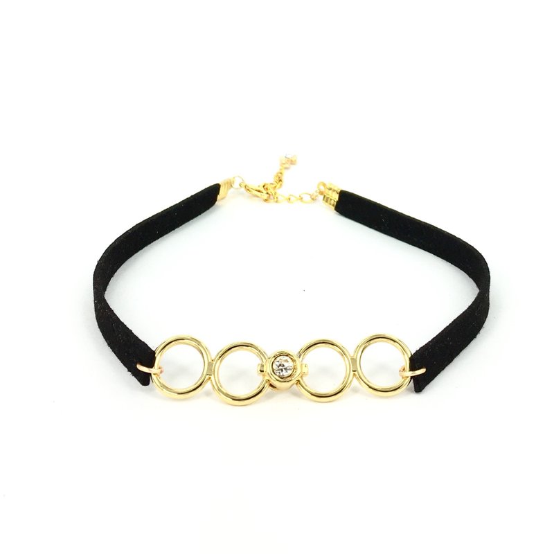 金色圆圈钻石颈链 - 项链 - 其他材质 金色