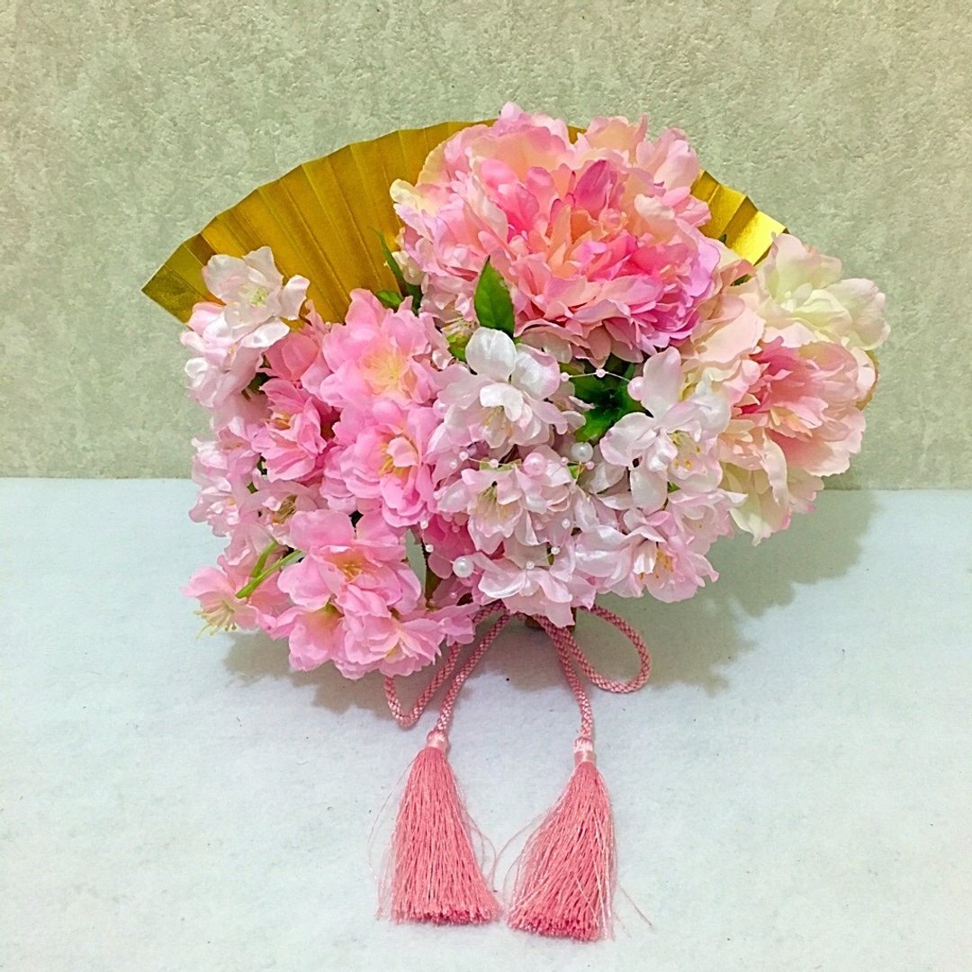花束 末广 风扇 形 捧花 樱花 仙子 淡 - 扇子 - 纸 粉红色