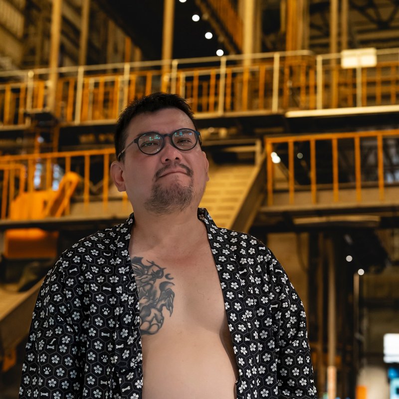 日式外套-樱花龟甲(黑) - 男装外套 - 棉．麻 黑色