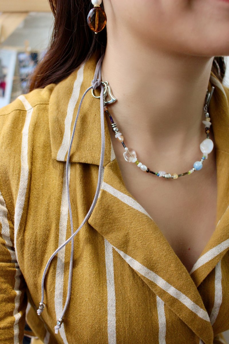 翩翩・手工串珠项链・生日/毕业/情人节/圣诞交换礼物 - 项链 - 不锈钢 灰色