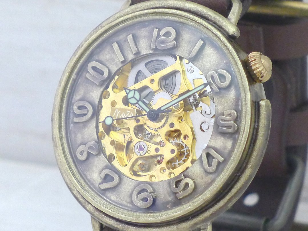 BAM044 Automatic Brass Oversized 42mm 3D Numeric Index Hand Craft Watch BAM044 - 女表 - 铜/黄铜 金色