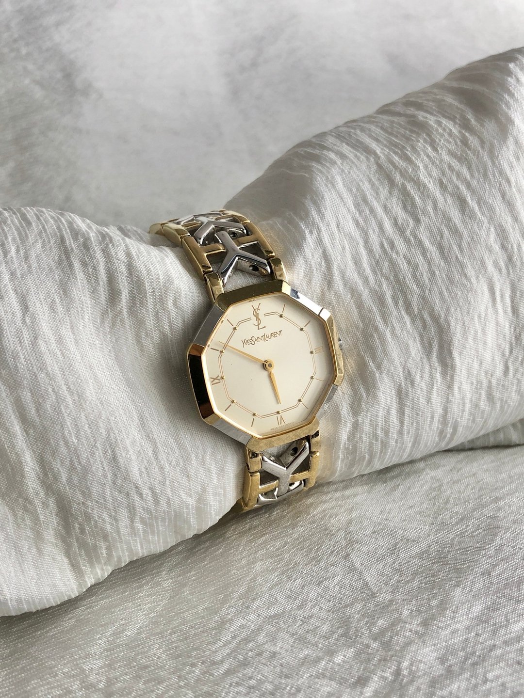 【日本直送 名牌中古包】Yves Saint Laurent 手表 银色 金色 八角形 4620-E62143 vintage tivs5z - 女表 - 不锈钢 金色