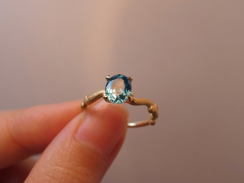 Blue Zircon K18 Ring - 戒指 - 其他金属 蓝色