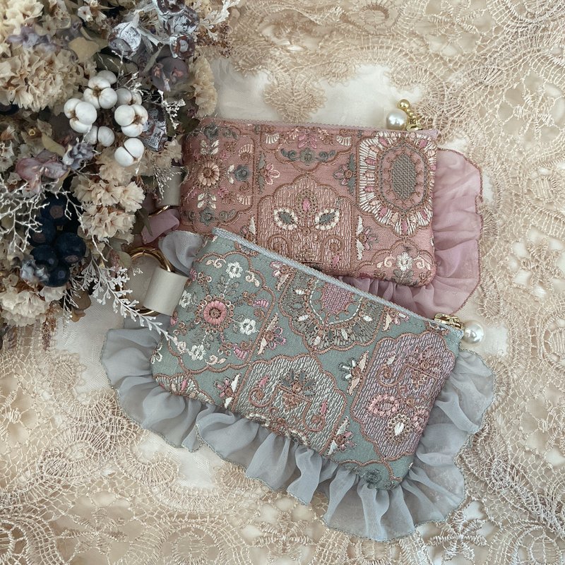 印度刺绣丝带袋　褶边袋 - 化妆包/杂物包 - 其他材质 