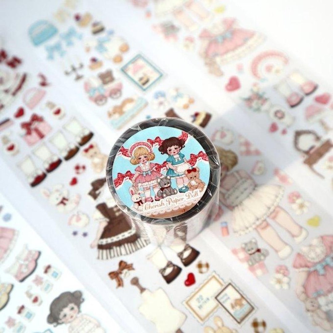 【Cherish Paper Doll】水晶墨水+白墨水 PET胶带 透明胶带 离型纸 CHO138B - 纸胶带 - 防水材质 白色