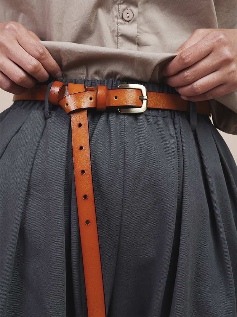 二层牛皮带牛皮复古针扣男女士腰带百搭休闲裤带 - 皮带/腰带 - 人造皮革 多色