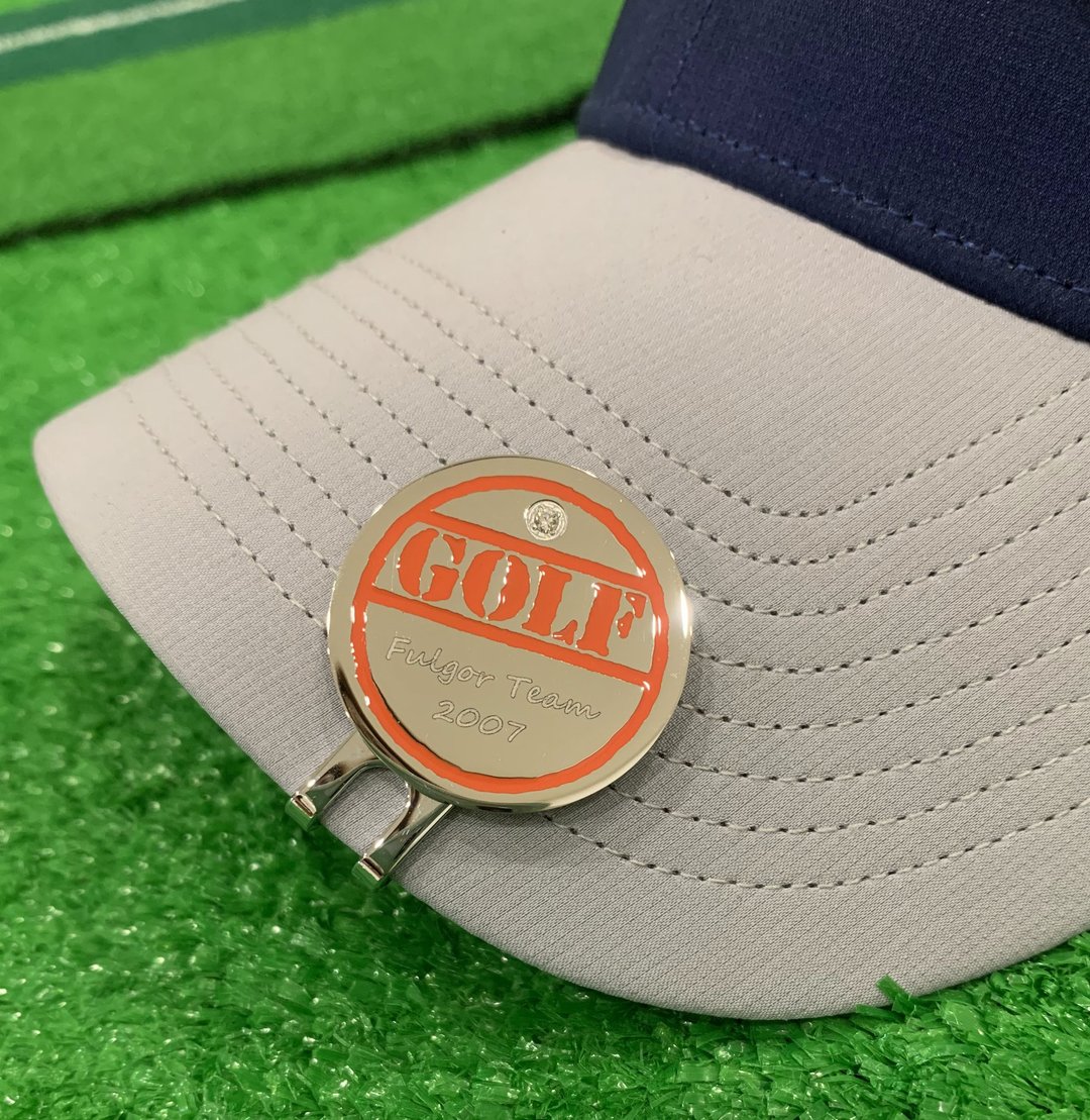 【FulgorJewel】高尔夫球标 定制化果岭标 磁吸式帽夹 GOLF橘色款 - 运动配件 - 不锈钢 银色