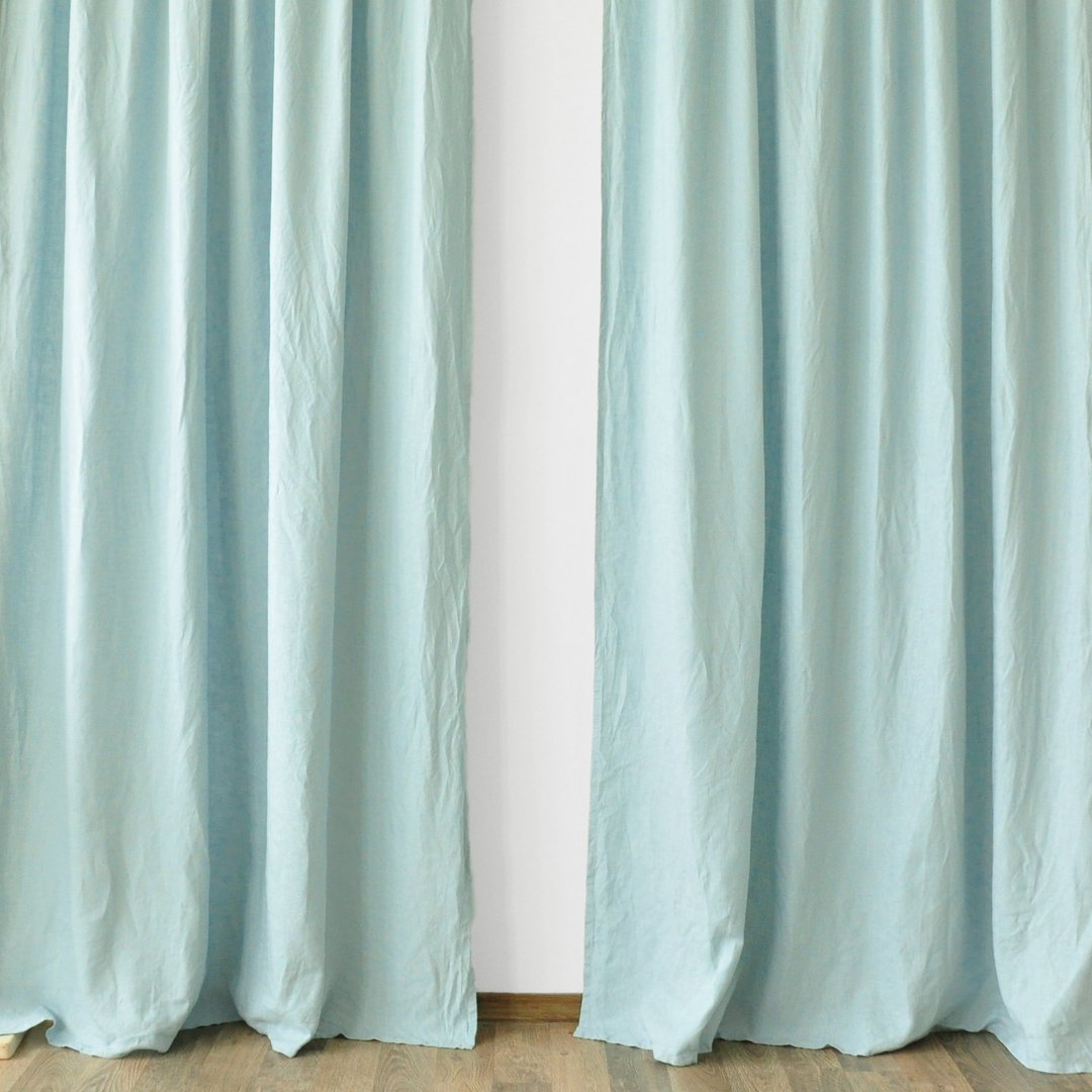 Sea glass regular and blackout linen curtains / Custom curtains / 2 panels - 门帘/门牌 - 亚麻 蓝色