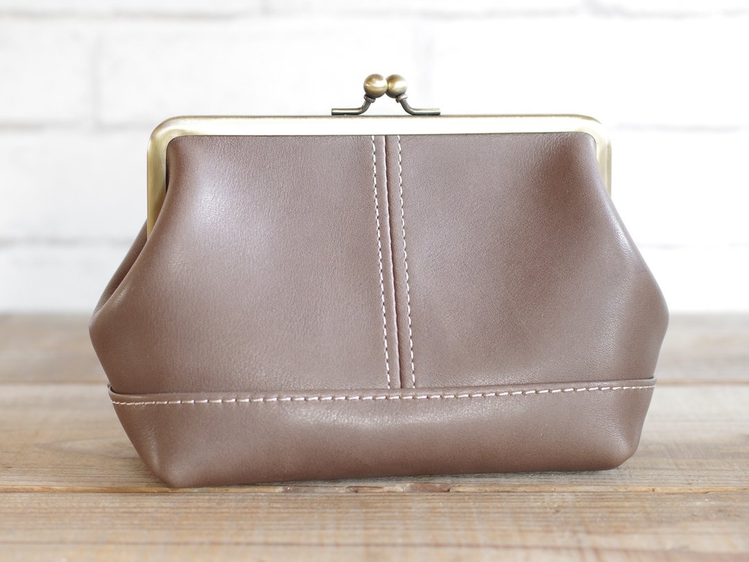 Leather pouch charcoal - 化妆包/杂物包 - 真皮 灰色