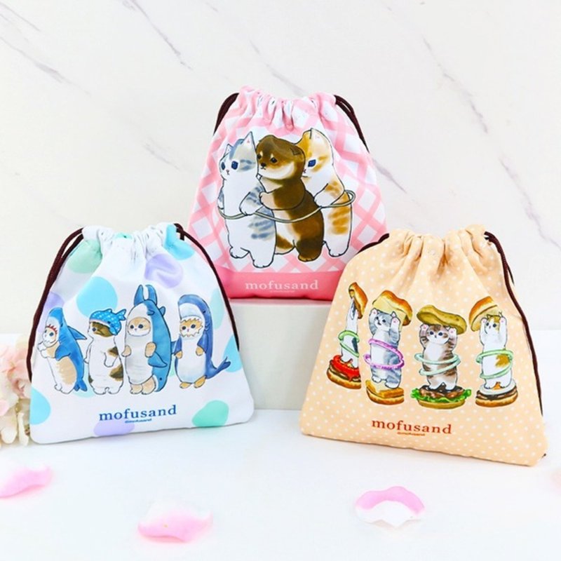 猫福珊迪 mofusand 束口袋 小物袋 收纳袋 化妆袋 旅行收纳 - 行李箱/行李箱保护套 - 塑料 多色