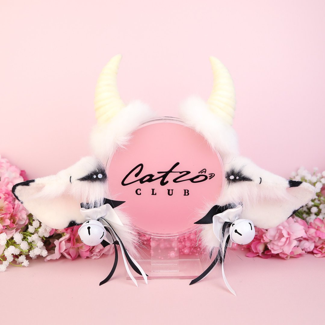 Realistic Cow Ears Faux Fur Cat Ears Headband - 发饰 - 其他人造纤维 白色