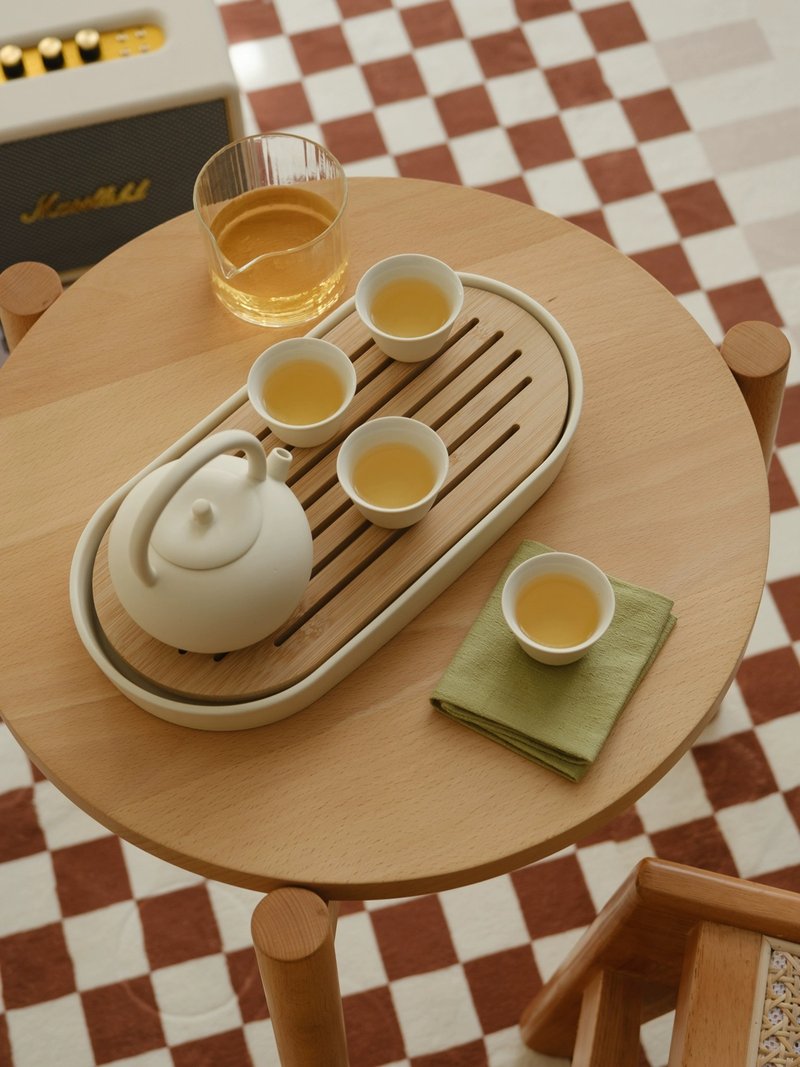 闻说|日式奶油简约提梁壶家用茶具套装 - 茶具/茶杯 - 陶 白色