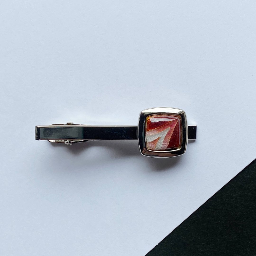 Comet [Ruby Ruby] Cloisonne Tie Clip Pure Silver Wired Cloisonne - 领带/领带夹 - 其他材质 红色