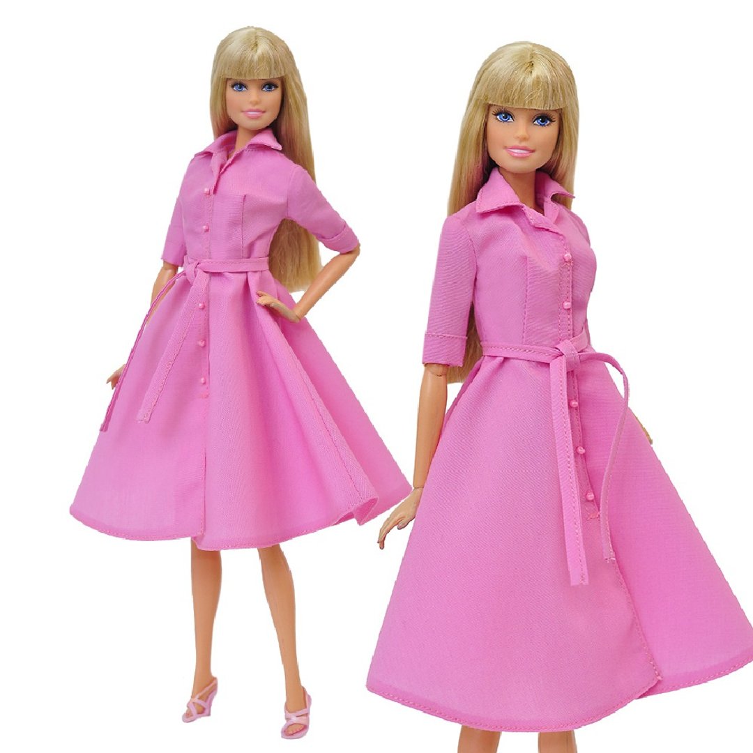 ELENPRIV pink shirt-dress Barbie fashion doll 30cm doll clothes outfit Blythe - 玩具/玩偶 - 聚酯纤维 粉红色
