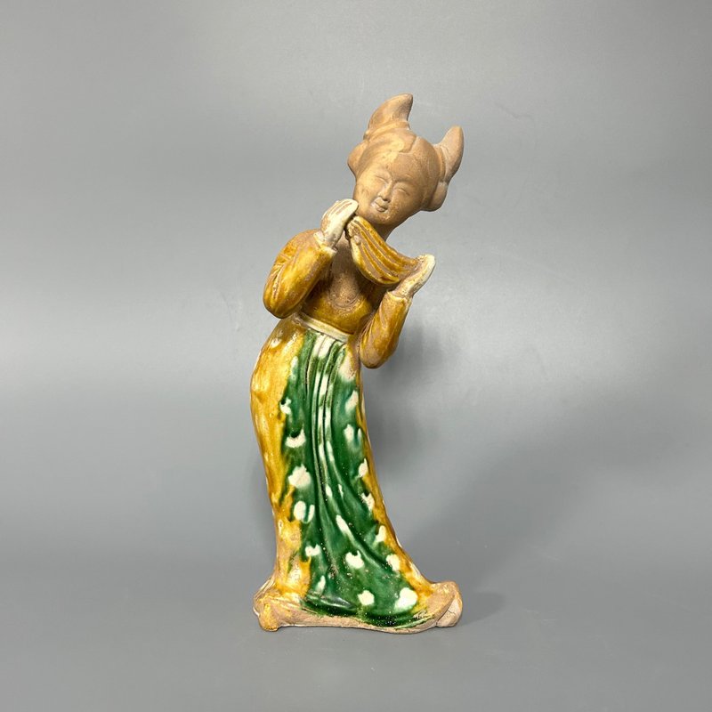 唐三彩仕女乐俑 - 摆饰 - 陶 卡其色