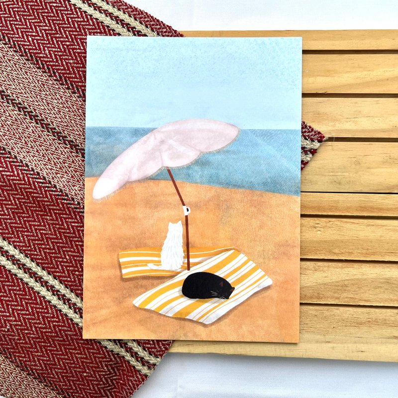 四季猫咪－夏日猫咪 - 卡片/明信片 - 纸 白色