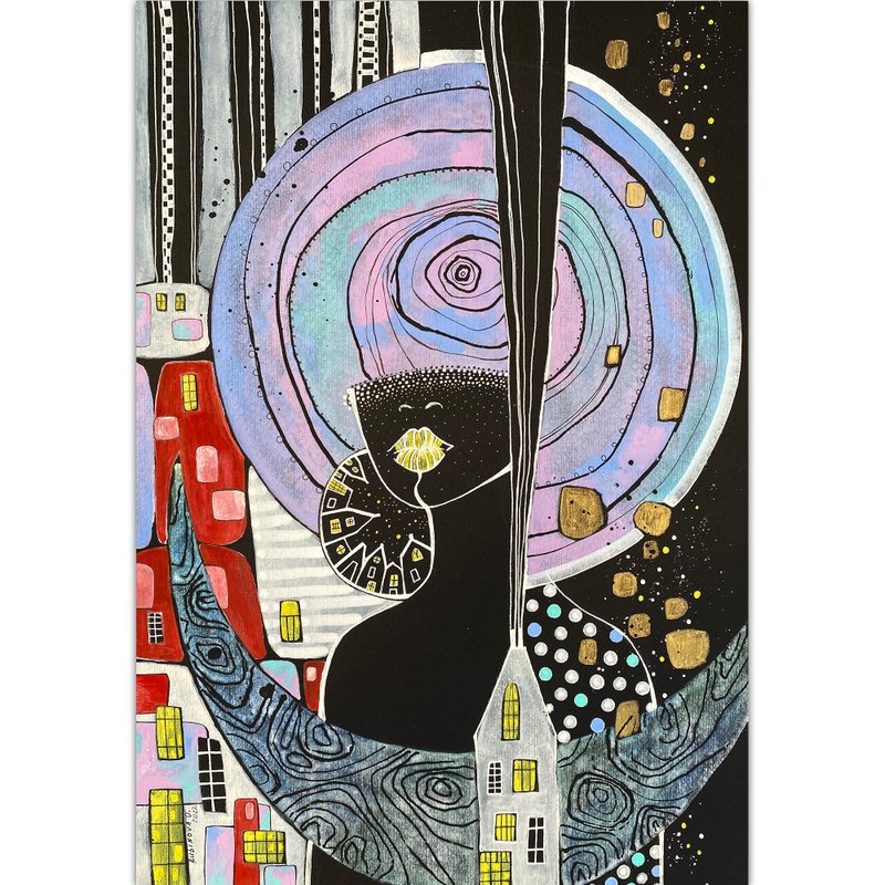 抽象画 原创艺术 宇宙挂画 黑纸艺术品 - 墙贴/壁贴 - 纸 黑色