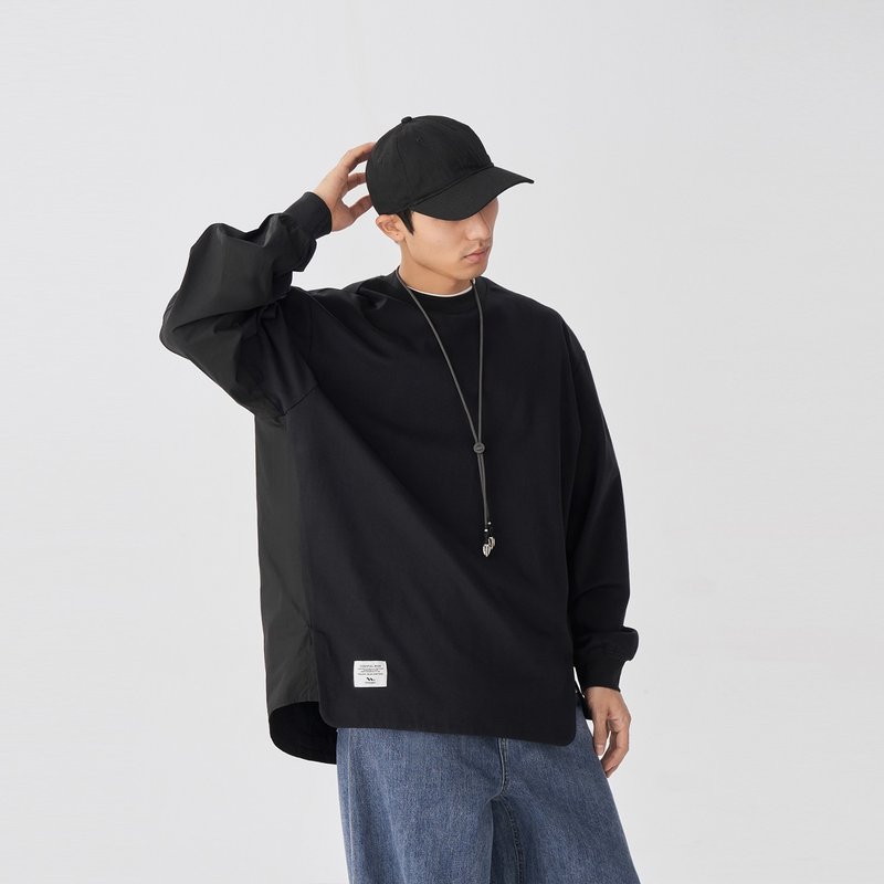 TopBasics 背面拼接衬衫长袖T恤 - 男装上衣/T 恤 - 棉．麻 白色