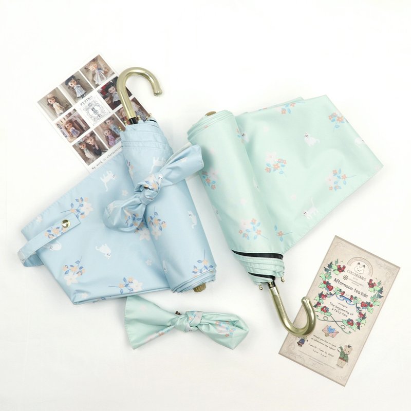 【漫漫露西 · 轻量手开折伞】优雅弯勾~凉感降温抗 UV - 雨伞/雨衣 - 聚酯纤维 多色