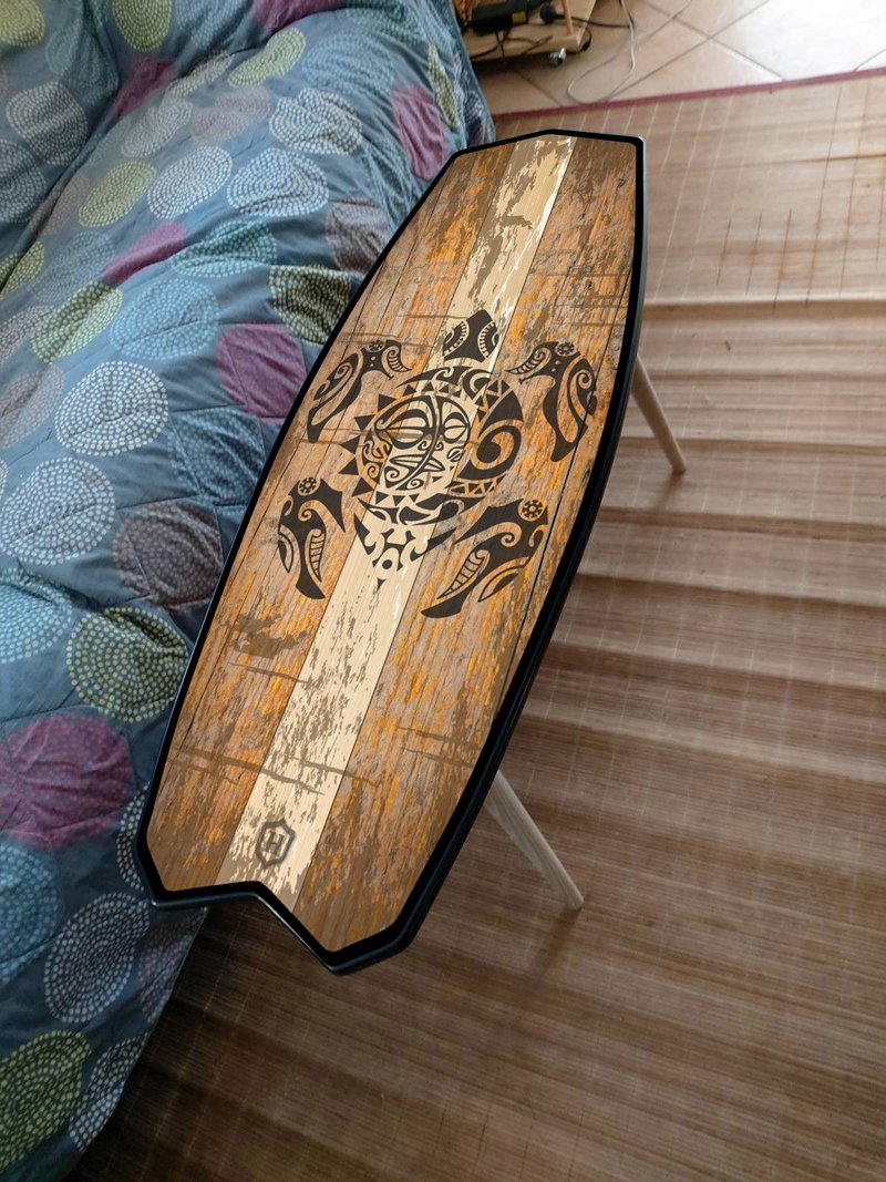 Surfboard Table, Maori, Turtle, Surfing gift, Bar Decor, Beach Decor - 其他家具 - 木头 多色