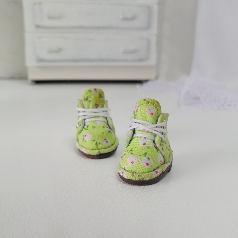 Shoes handmade Blythe doll. Green boots lace up for Blythe dolls. Clothes Blythe - 玩偶/公仔 - 棉．麻 