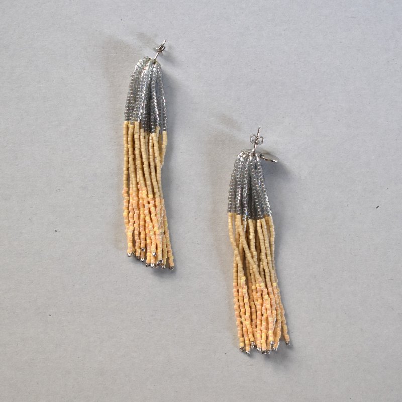 2025.10.新作 _ 芒 (芒草) M / 银色 - 耳环/耳夹 - 玻璃 